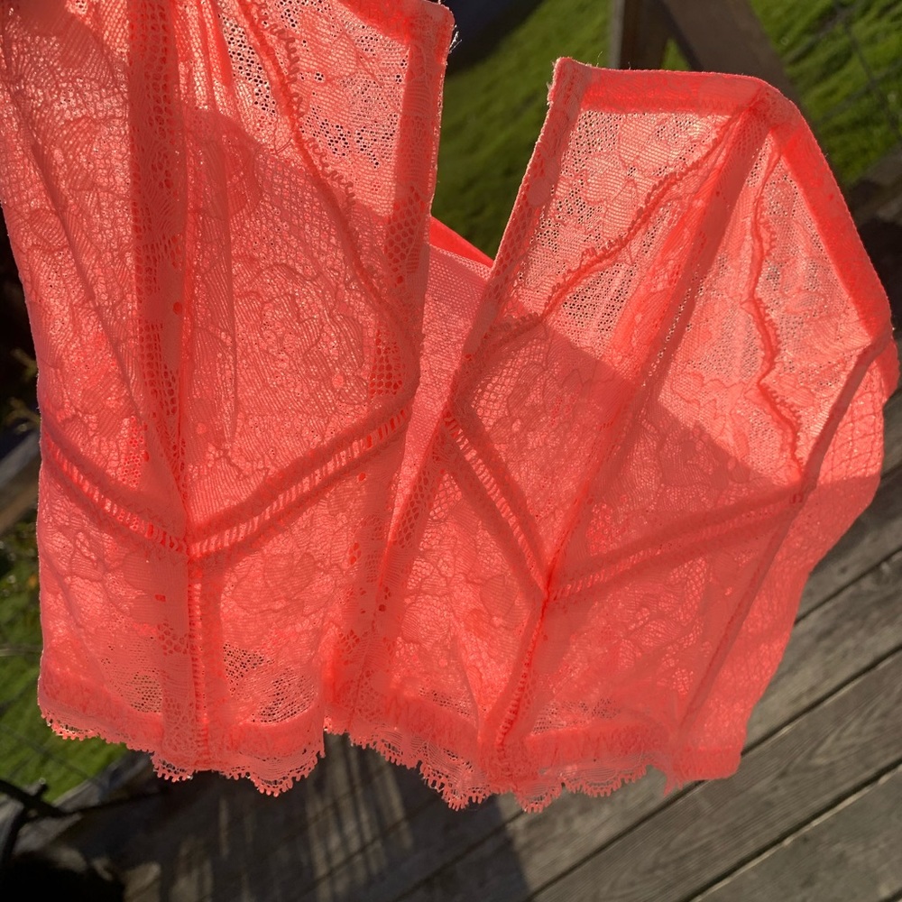 VS Lace Sheer Bustier Corset Longline Crop Bra Top